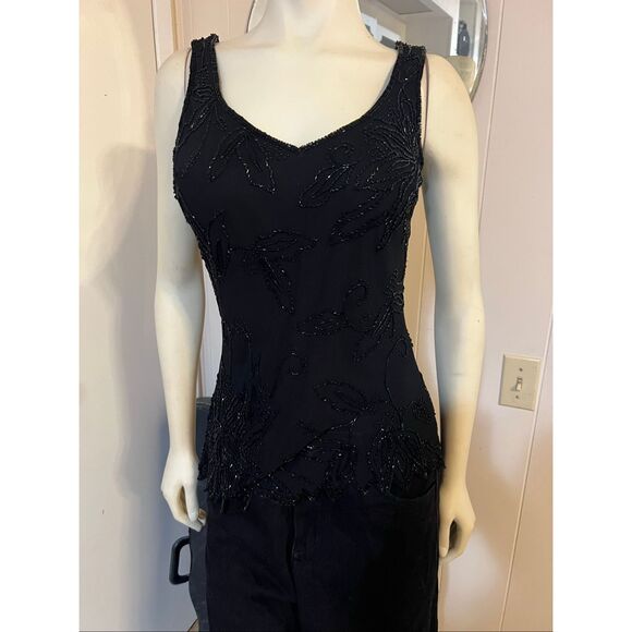 Vintage J Kara Beaded Black Twin Set Holiday Stunning! S - Picture 5 of 10